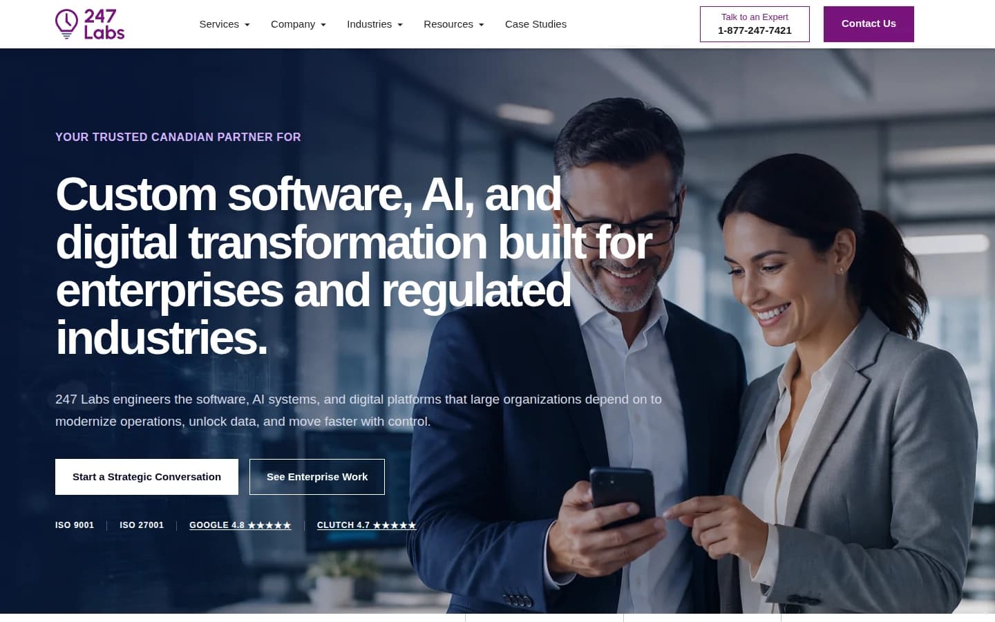 247 Labs homepage at desktop width